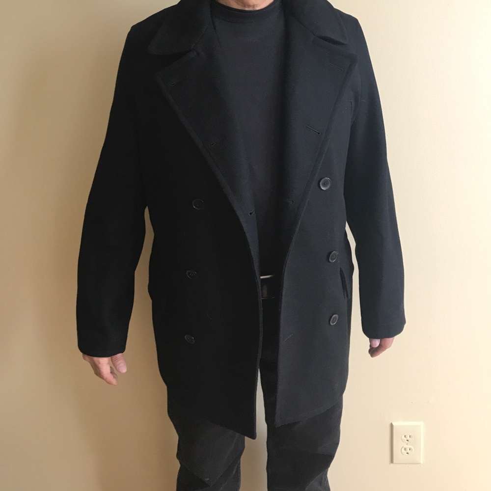 MUJI BLACK PEACOAT LIKE NEW